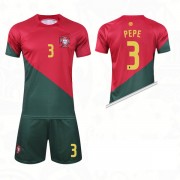 Equipaciones De Futbol Para Niños Portugal Copa Mundial 2022 Pepe Ferreira 3 Camiseta Primera..